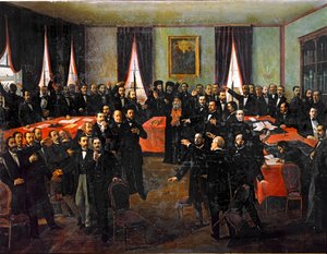 Proklamation der Vereinigung der Fürstentümer Rumäniens (Gemälde auf Leinwand) von Theodor Aman