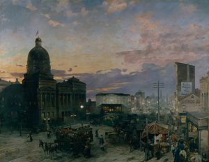 Washington Street, Indianapolis bei Dämmerung, 1892-1895