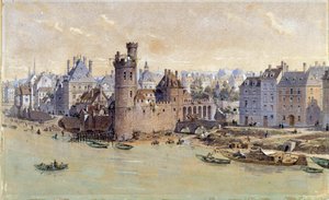 Ansicht des Turms von Nesles in Paris im 17. Jahrhundert. Aquarell von Theodore Joseph Hubert Hoffbauer (1839-1922) 19. Jahrhundert. Paris, Musée Carnavalet von Theodor Josef Hubert Hoffbauer