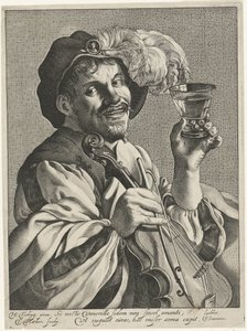 Mann mit Geige und Römer