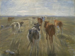 Lange Schatten. Kühe auf der Insel Saltholm von Theodor Philipsen