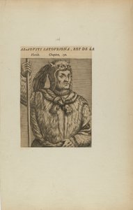Araovsti Satovriona, König von L/Floride. Kapitel. 150. (aus dem Buch, Les Vrais Pourtraits et Vies des Hommes Illustres) von Theodor de Bry