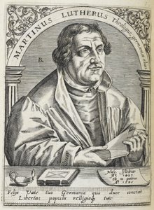 Martin Luther. (1483-1546). Deutscher Reformator und Begründer der Reformation. Porträt. von Theodor de Bry
