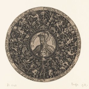 Medaillon mit Büste des Kapitäns der Torheit, Theodor de Bry, ca. 1577 - ca. 1578 von Theodor de Bry