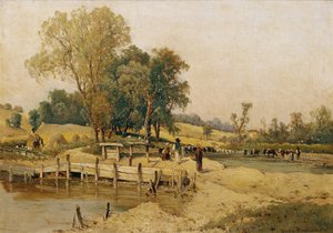 Ungarische Landschaft mit Viehtränke