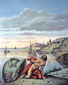 Jonas kommt aus dem Bauch des Wals, Mitte 19. Jahrhundert (Illustration)