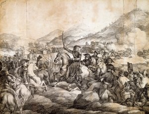 Schlacht von Chacabuco, Februar 1817, die den Sieg von José de San Martín über die Spanier besiegelte von Theodore Gericault