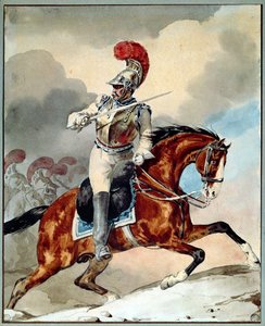 Carabinier-Offizier gibt den Befehl zum Angriff