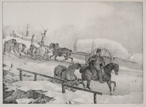 Vier verschiedene Motive: Wagen klettert einen Hügel hinauf von Theodore Gericault