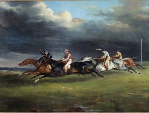 Pferderennen genannt das Derby in Epsom. Gemälde von Théodore Géricault von Theodore Gericault