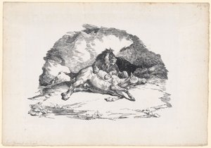 Löwe, der ein Pferd verschlingt von Theodore Gericault