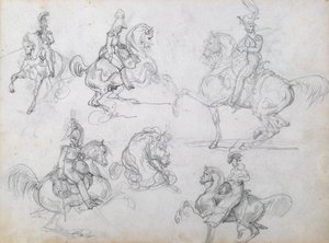 Reiter auf tänzelnden Pferden von Theodore Gericault