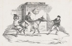 Drei Kinder spielen mit einem Esel von Theodore Gericault