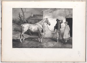 Vieux cheval à la porte d