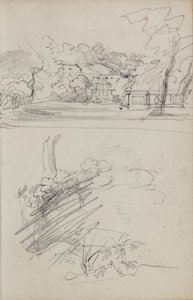 Ansicht eines Landhauses und Studien von Büschen und Laub von Theodore Gericault