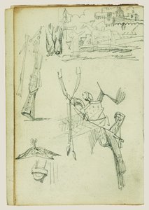 Waffenstudien, Kompositionsstudie einer Burgszene von Theodore Gericault