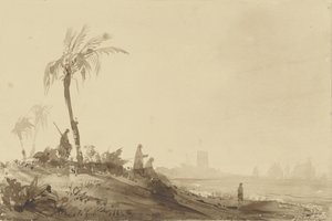 Beduinen unter einer Palme von Theodore Gudin
