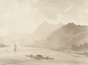 Ansicht am Rhein von Theodore Gudin
