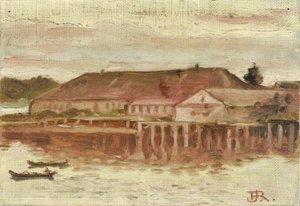 Handelsposten und Kai-Gebäude, Sitka, Abend von Theodore J. Richardson