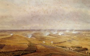 Koalitionskriege: „Die Schlacht von Valmy am 20.09.1792, die den Sieg der Franzosen gegen die Preußen sah“ Aquarellgouache von Theodore Jung (1803-1865) 1792