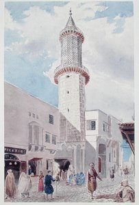 Das Minarett der Moschee in der Rue de Chartres und Rue Bab-Azoun, Algier