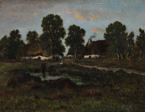 Häuser in der Nähe von Larchant von Theodore Rousseau