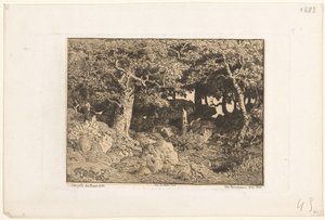 Eichen auf Felsen von Theodore Rousseau