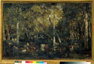 Interieur de bois genannt der Alte Schlafsaal von Bas-Breau (Wald von Fontainebleau) von Pierre Etienne Theodore Rousseau