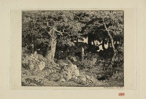 Felsen-Eichen von Theodore Rousseau