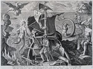 Allegorie auf die Reisen von Ferdinand Magellan, von Theodor de Bry