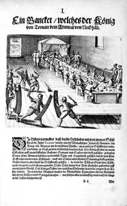 Bankett mit dem König, 1606 von Theodore de Bry