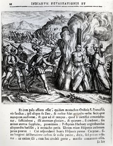 Die Verbrennung von Hatuey durch die Spanier in Yara, Kuba, am 2. Februar 1512, 1664
