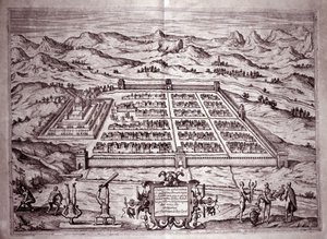 Ansicht der Inkastadt Cuzco, Peru (Gravur)