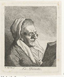 Lesende alte Frau mit Kneifer