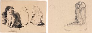 Katzen (recto); Skizze von zwei sich umarmenden Figuren (verso)
