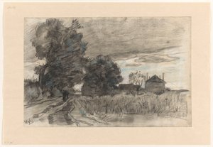 Sandweg in Wijhe unter schwerem Himmel von Theophile de Bock