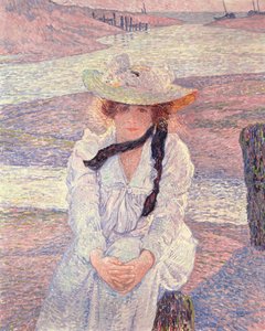 Junge Frau am Ufer des Greve-Flusses, 1901 von Théo van Rysselberghe