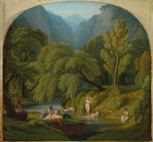 Die Badenden, Erinnerung an die Ufer des Anio-Flusses bei Tivoli