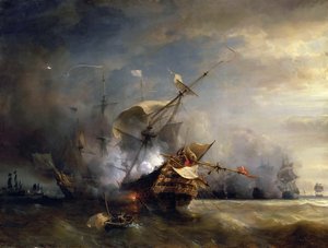 Die Seeschlacht bei Lizard Point, Cornwall am 21. Oktober 1707