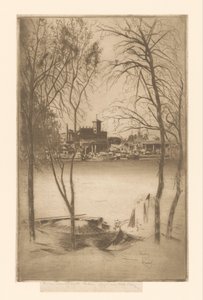 Ansicht eines Flusses mit Hafen und Industrie von Théodore Roussel (signed by artist)