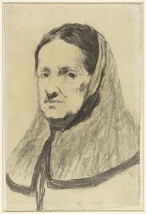 Studie einer alten Frau, bis zu den Schultern gesehen, etwas nach links von Théodule Augustin Ribot
