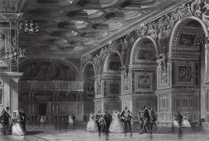 Galerie von Heinrich II. in Fontainebleau (Stich) von Thomas (after) Allom
