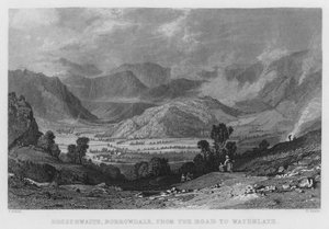Rossthwaite, Borrowdale, von der Straße nach Watenlath (Stich) von Thomas (after) Allom