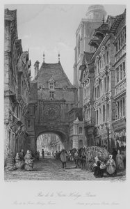 Rue de la Grosse-Horloge, Rouen (Gravur) von Thomas (after) Allom