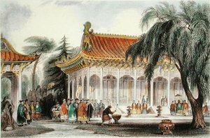 Die Audienzhalle im Palast von Yuen-ming-Yuan, Peking, um 1850
