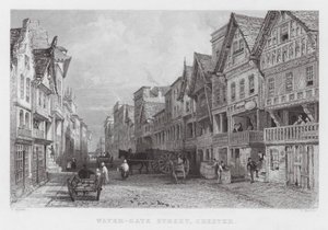 Water-Gate Street, Chester (Gravur) von Thomas (after) Allom