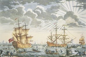 Der Grönland- oder Walfang (Gravur von E. Kirkall, ca. 1720) von Thomas (after) Baston