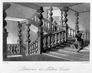 Treppe im Milton Court, nahe Dorking, Surrey, 19. Jahrhundert von Thomas Allom