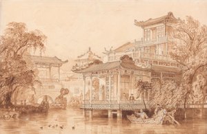Das Haus eines chinesischen Kaufmanns nahe Kanton von Thomas Allom