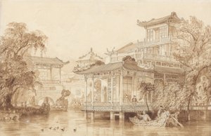Das Haus eines chinesischen Kaufmanns in der Nähe von Kanton